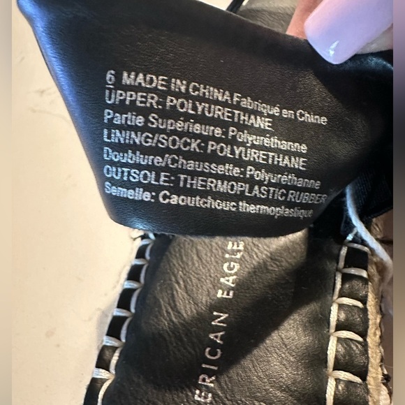 American Eagle Sandal Espadrille Slip on Black  Size 6 New - Picture 3 of 5